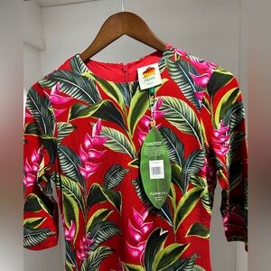 Farm Rio Red Dream Garden Jersey Midi Dress S